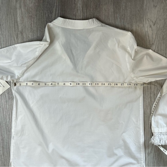 Tory Burch Sophie Fringe-Trim Bell Sleeve Top White Size 6 Designer Cloud Dancer - Picture 15 of 15